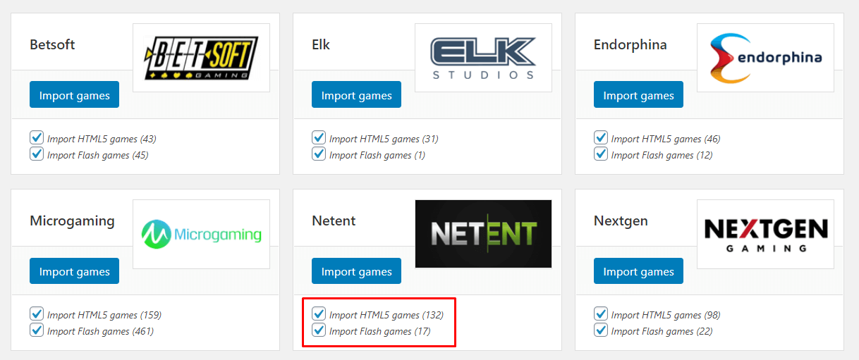 New flash / html5 import options for demo slots