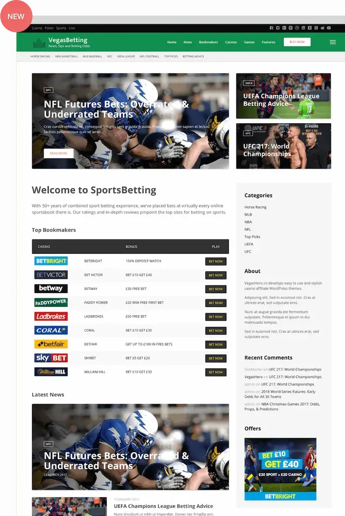 Sports betting Wordpress theme for affiliates