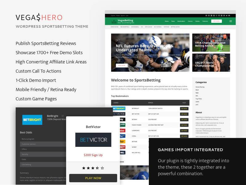 VegasHero Sportsbetting Wordpress theme